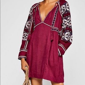NWOT Free People All of my Life Embroidered Purple Plum Dress